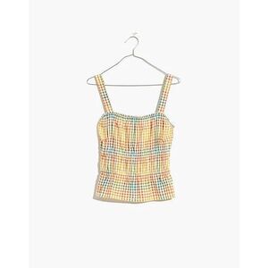 Madewell Seersucker Sophia Peplum Tank in Rainbow Gingham Check Women’s XL